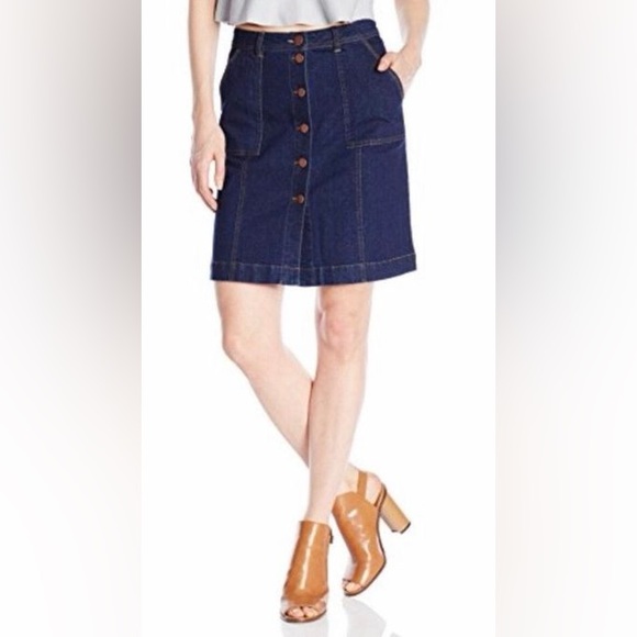 BCBGeneration Denim Midi Button Front Midi Skirt - Picture 1 of 9